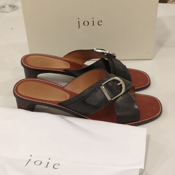 Joie Landri Buckle Leather Mules in Black - Picture 2 of 10